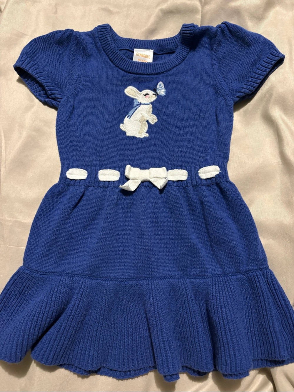 Gymboree Royal Blue Knit Dress with Bunny Appliqué